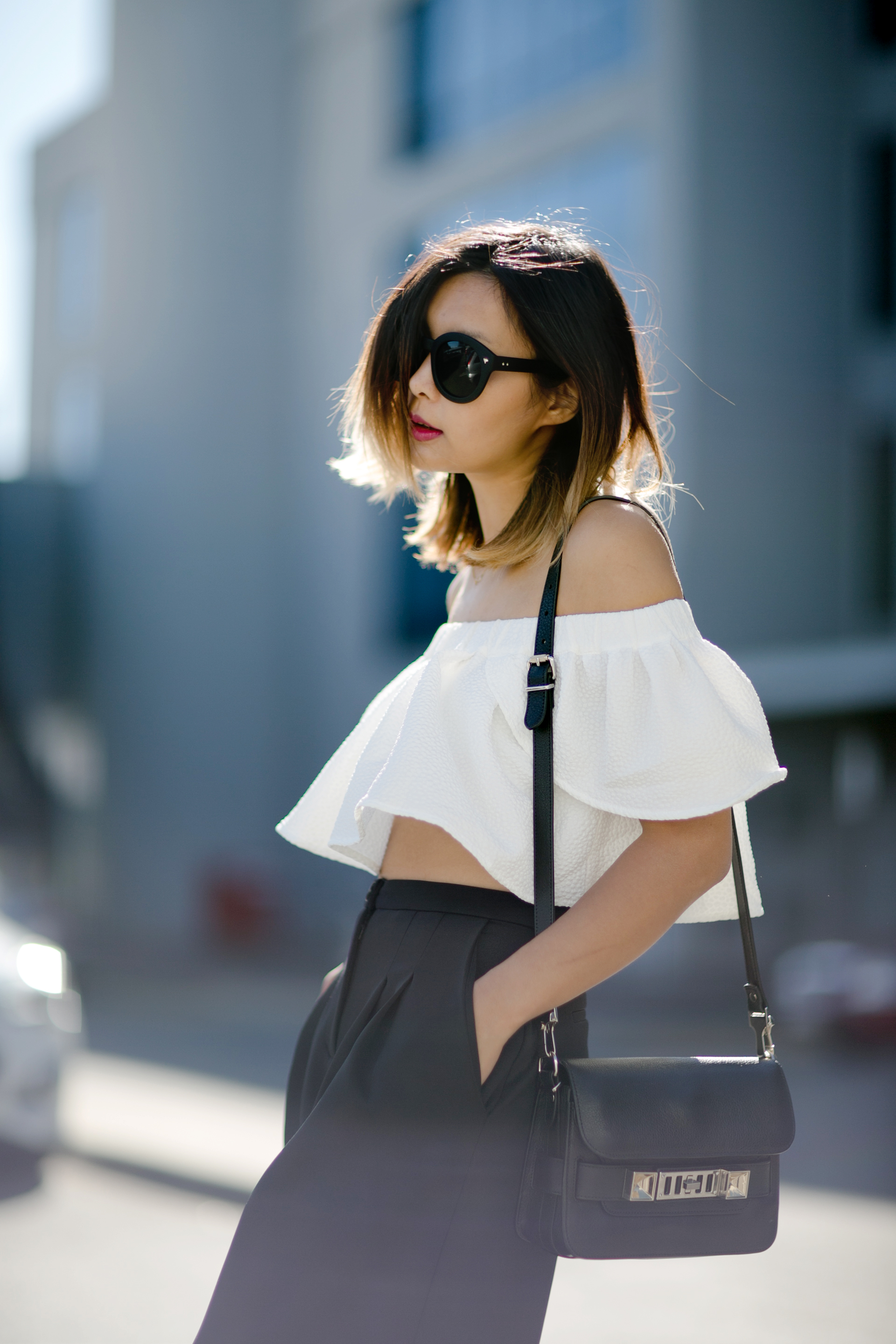 beige off the shoulder top